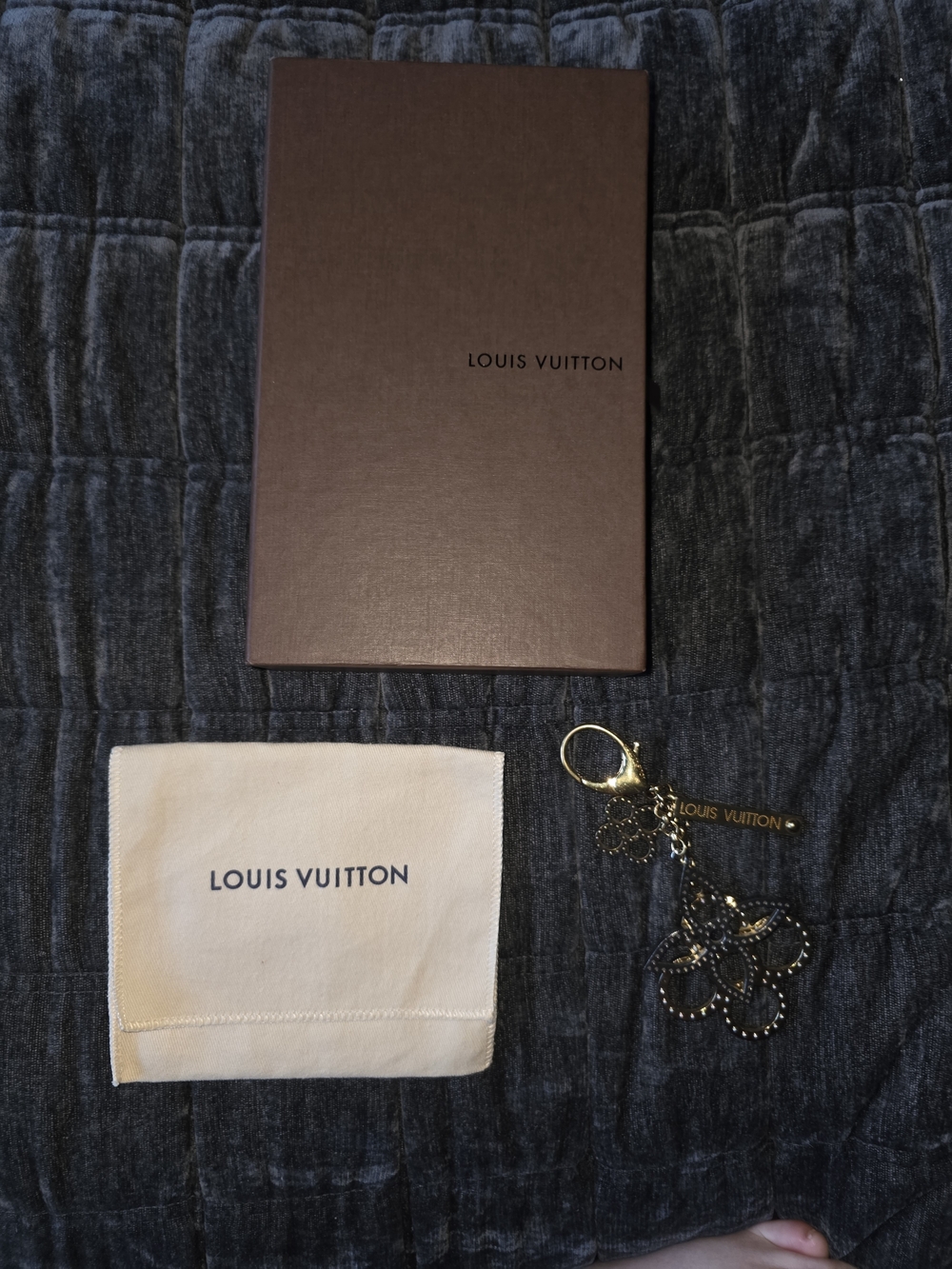 Louis Vuitton Gold-Tone Floral Link Keychain